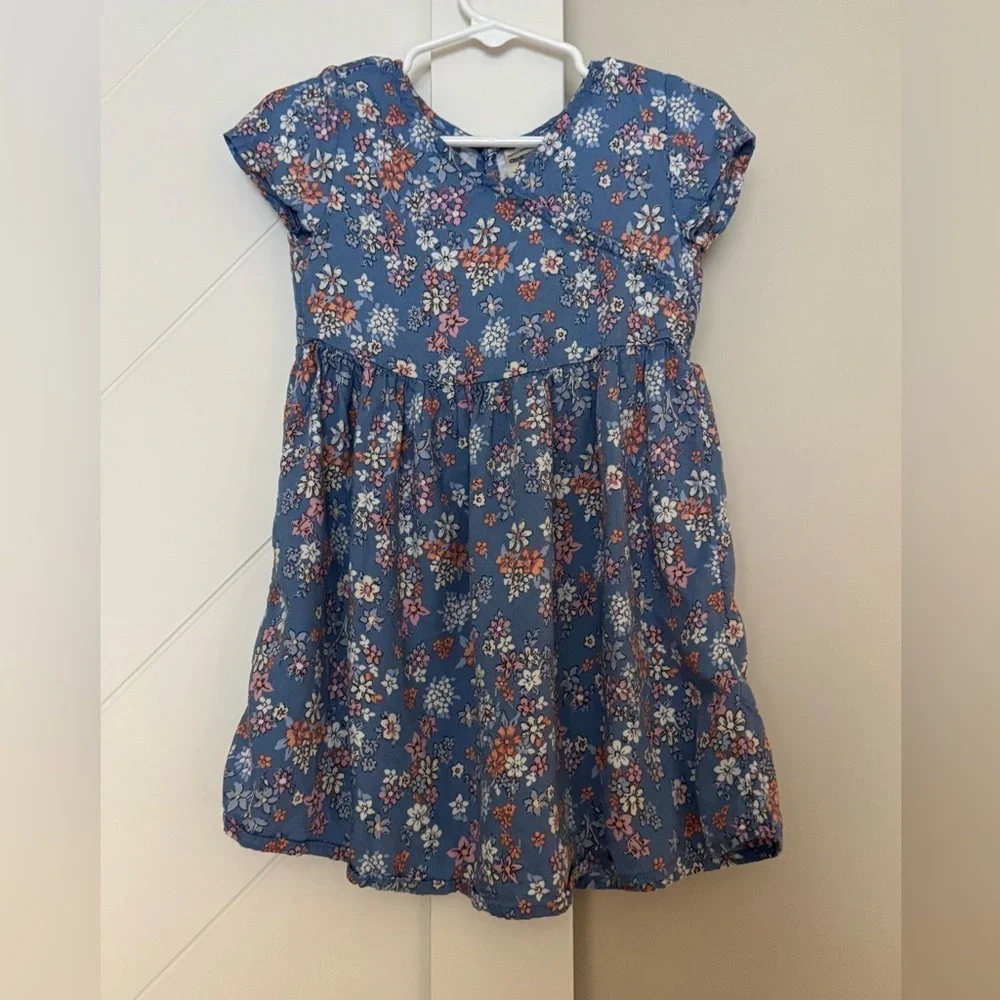 OshKosh B’gosh Blue Floral Cotton Dress Toddler Girl 4T